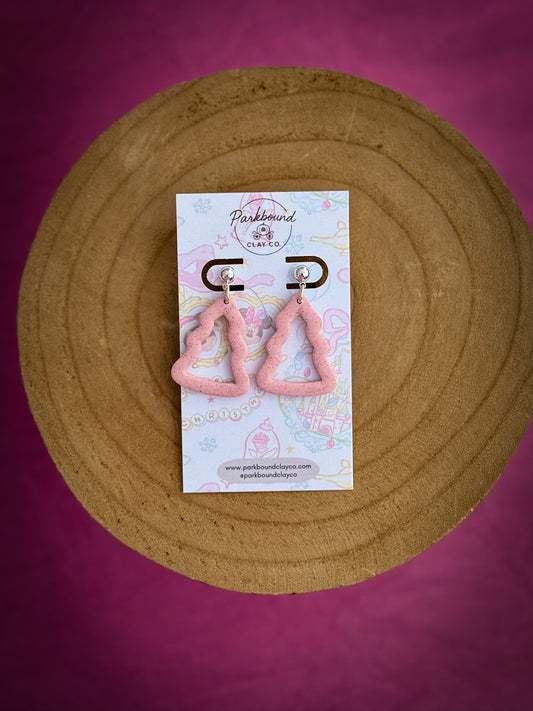 Pink Christmas Tree Outline Earrings | Handmade Polymer Clay Earrings | Holiday Jewelry | Parkbound Clay Co