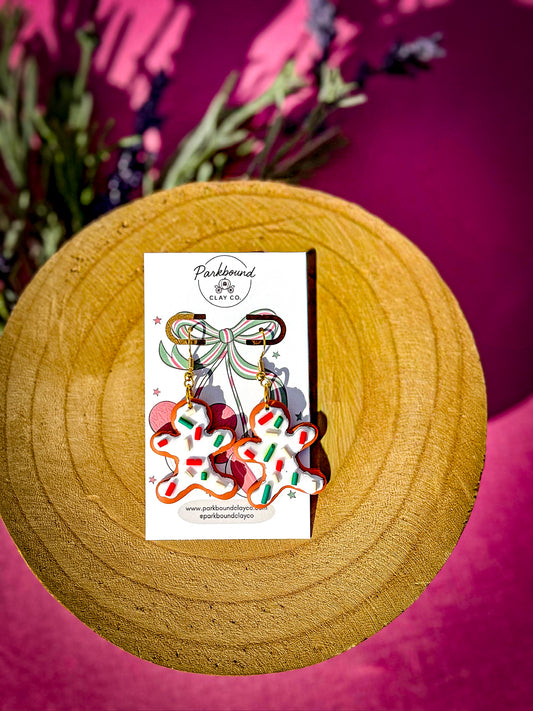 Gingerbread Sprinkle Earrings | Holiday Polymer Clay Earrings