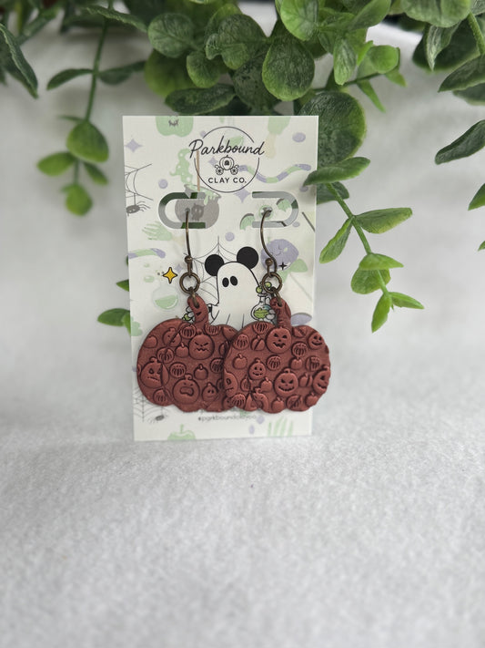 Pumpkin Party Earrings – Fall Embossed Halloween Style
