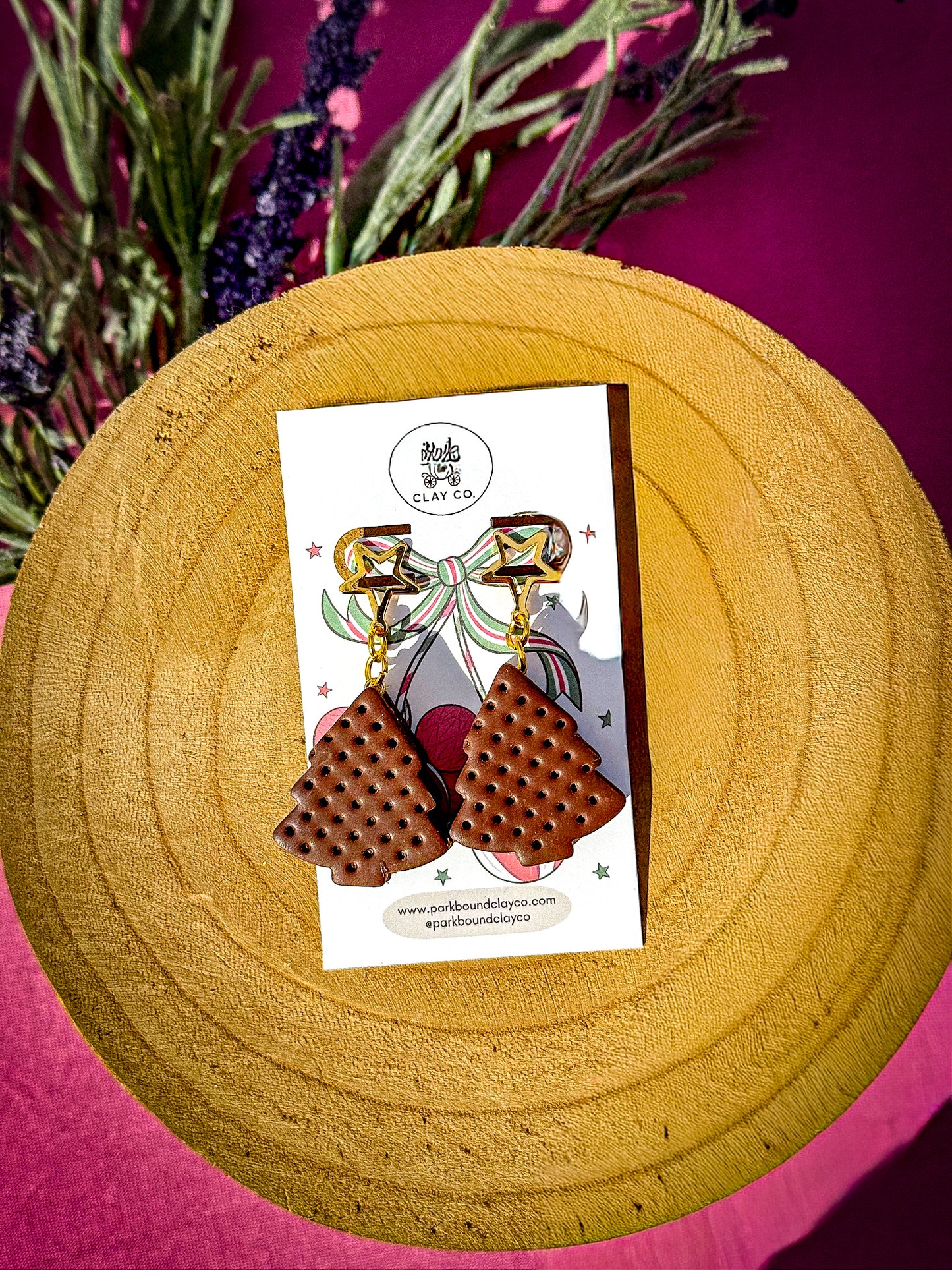 Christmas Tree Ice Cream Sandwich Earrings | Festive Holiday Polymer Clay Earrings