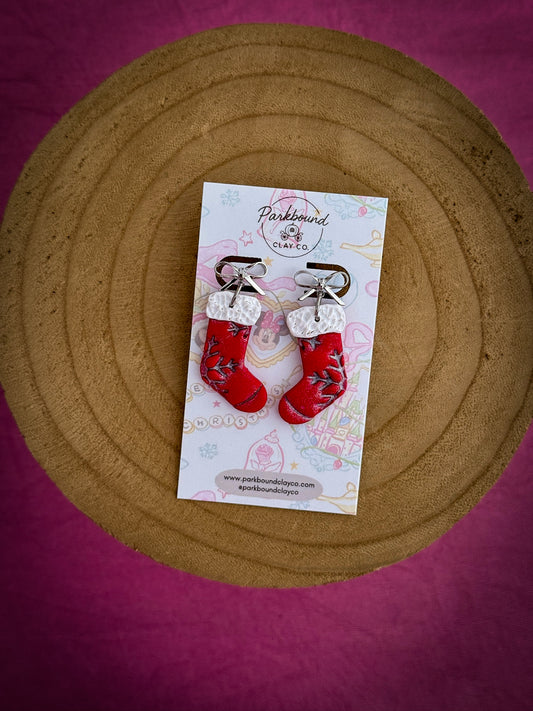 Christmas Stocking Earrings | Handmade Polymer Clay Earrings | Holiday Collection | Parkbound Clay Co