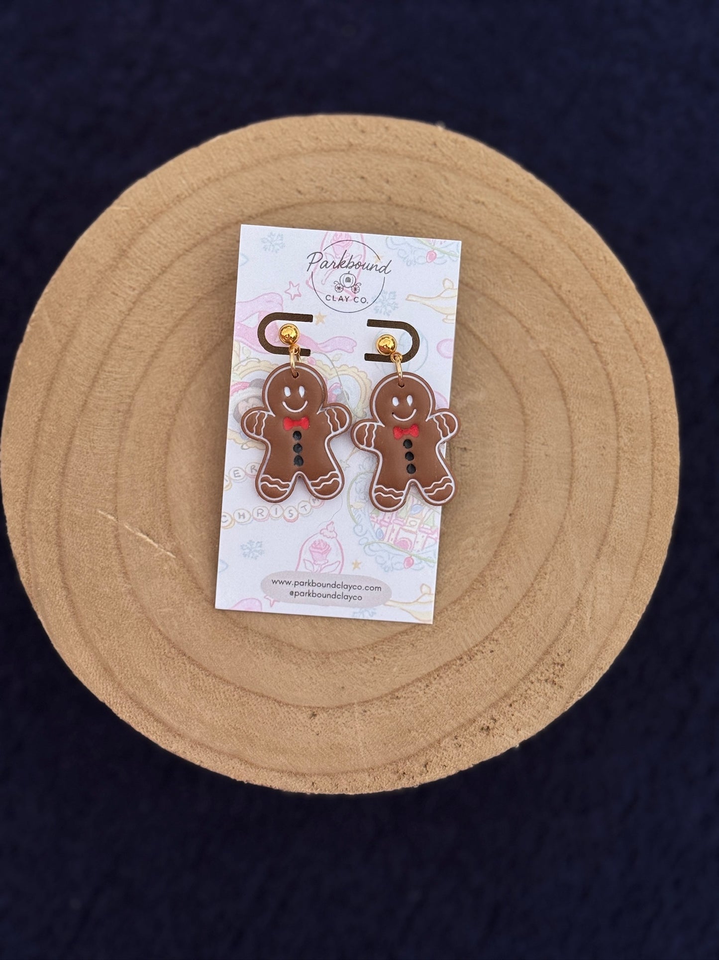 Gingerbread Man Earrings | Handmade Polymer Clay Earrings | Holiday Christmas Jewelry | Parkbound Clay Co