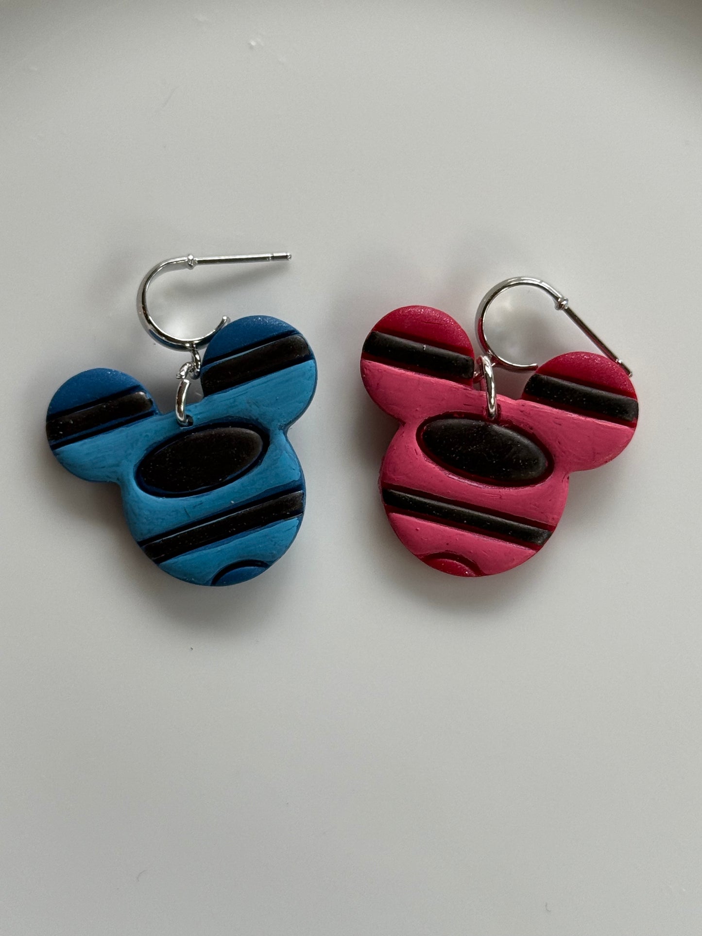 Mouse-Inspired Crayon Polymer Clay Hoop Earrings | Colorful Teacher Earrings