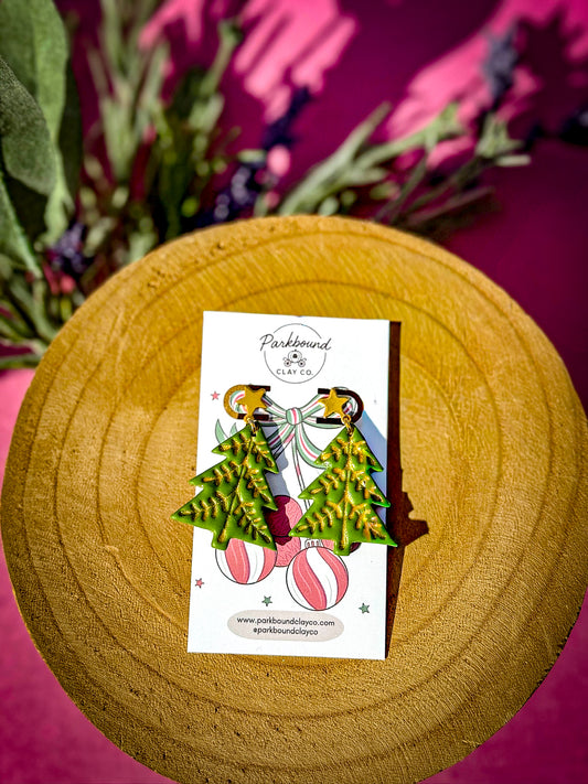 Christmas Tree Earrings | Holiday Polymer Clay Earrings