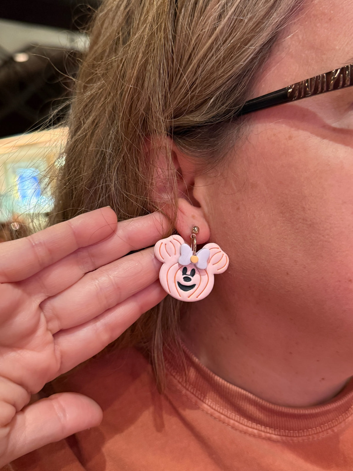Minnie Pumpkin Earrings | Pink Disney Halloween Polymer Clay Earrings