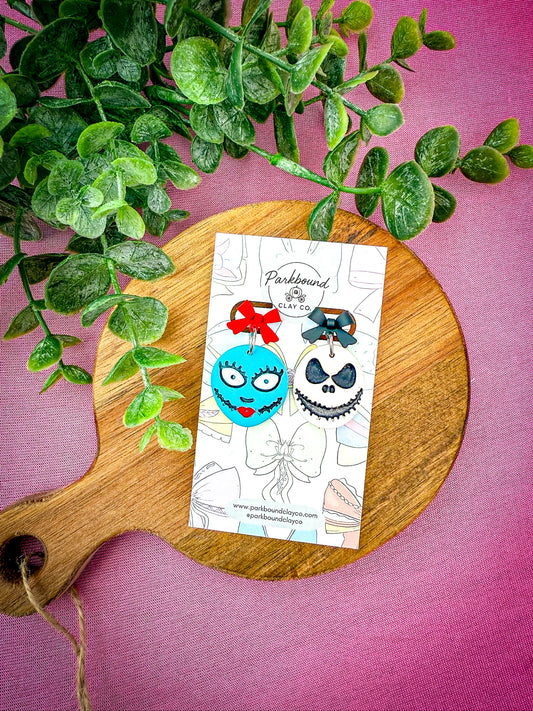 Jack & Sally-Inspired Earrings | Nightmare Before Christmas Polymer Clay Earrings