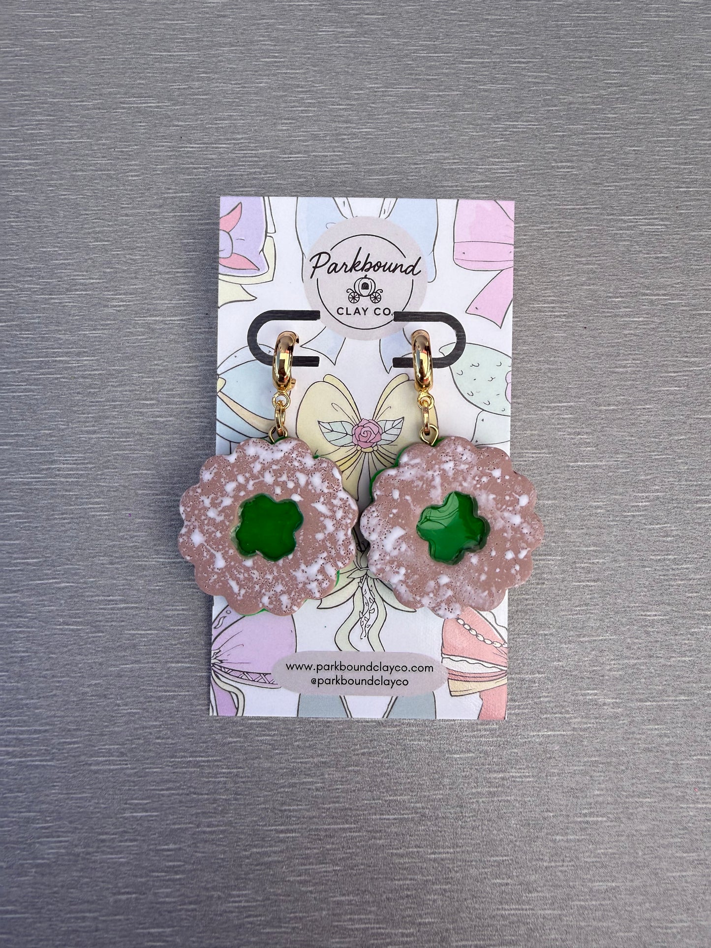 Lucky Sugar Cookie Dangles | Green Clover Treat Jewelry