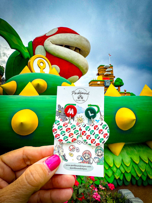 Mario & Luigi Inspired Earrings | Super Brothers Gamer Dangles | Nintendo Style Clay Earrings | Parkbound Clay Co