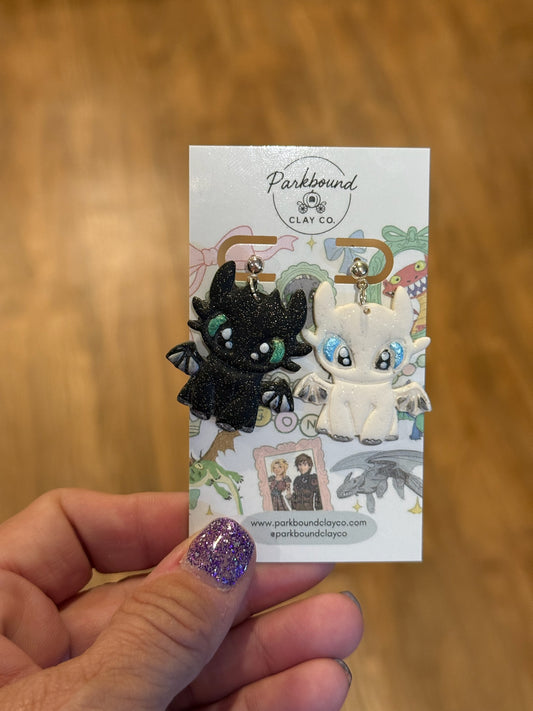 Dragon Duo Earrings – Night & Light