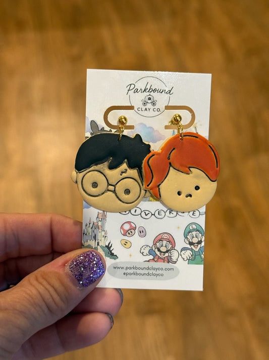 Harry & Ron Character Earrings – Best Friend Duo