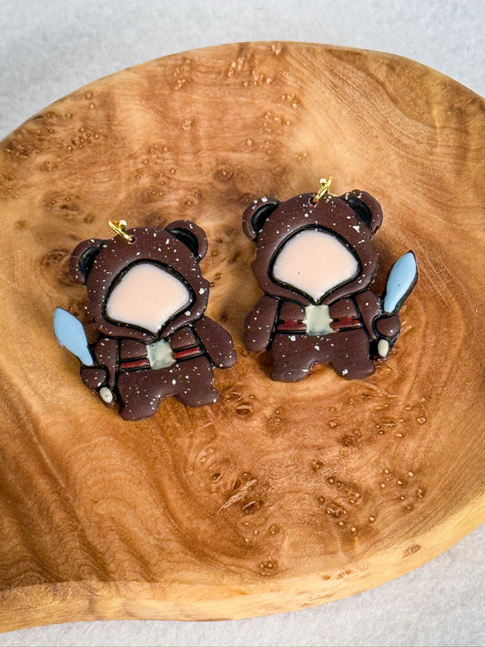 Ewok Earrings | Star Wars Handmade Clay Jewelry | Galaxy’s Edge Cosplay | Cute Fandom Gift | Endor Inspired Accessories