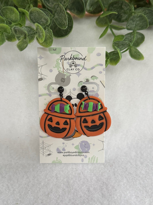 Halloween Candy Bucket Earrings | Trick-or-Treat Polymer Clay Earrings