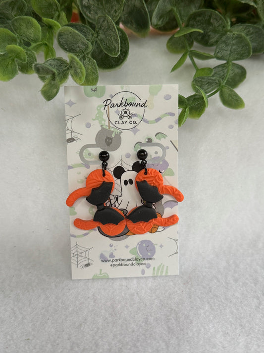 Bat Bow Earrings | Halloween Minnie-Inspired Polymer Clay Earrings