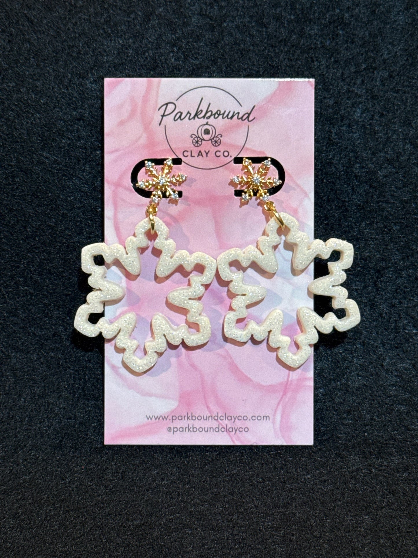 Glitter Snowflake Statement Earrings | Handmade Clay Dangle Earrings