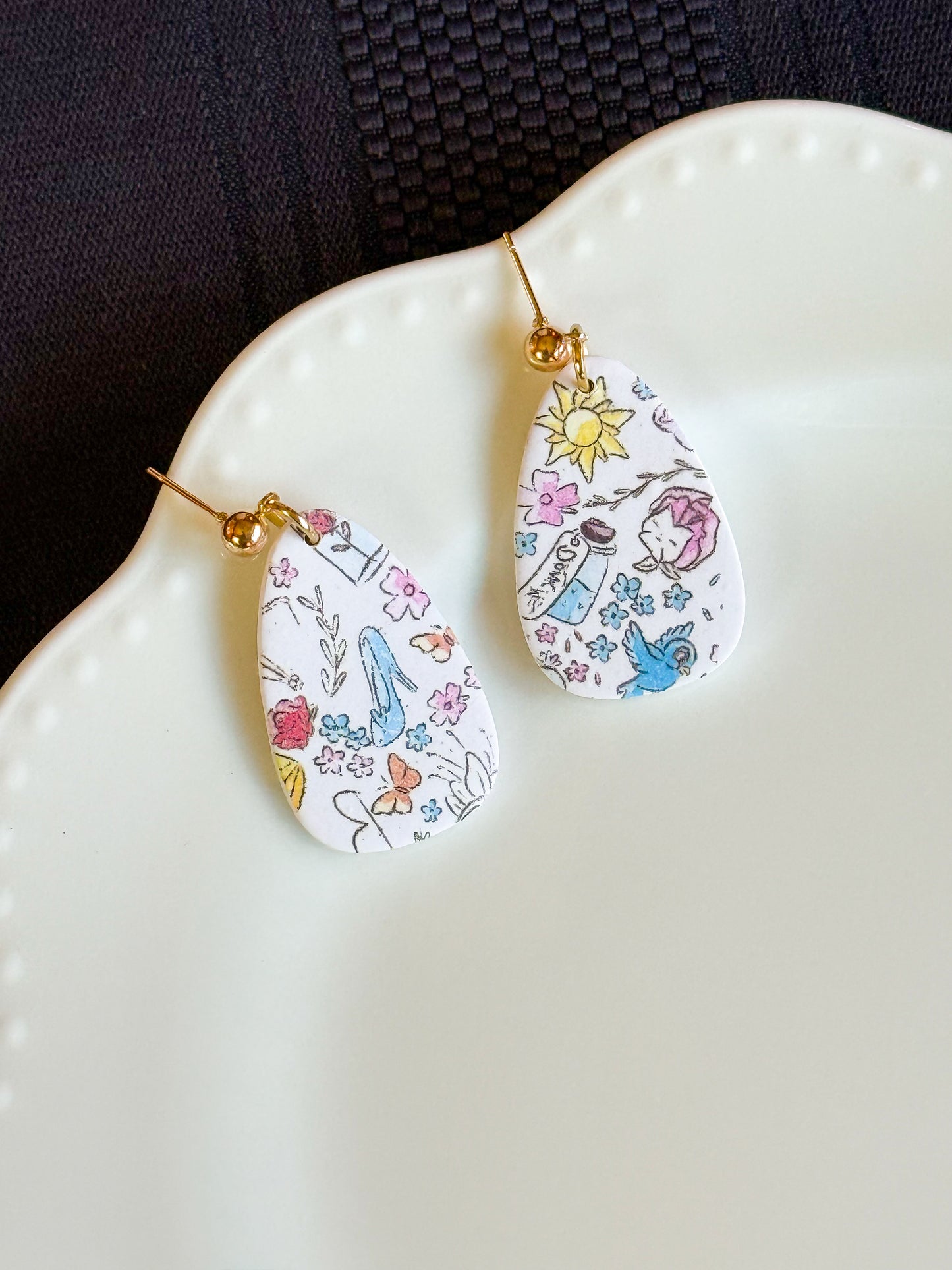 Storybook Sketch Dangle Earrings-Teardrop