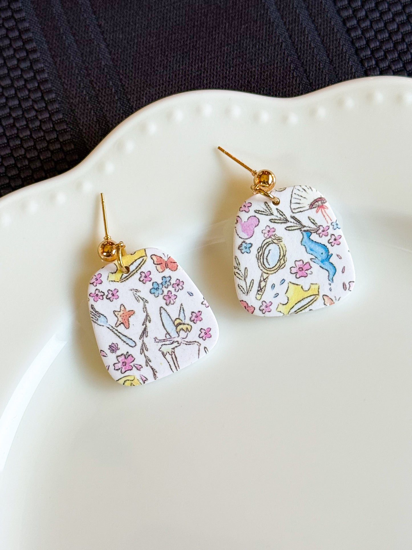 Storybook Sketch Dangle Earrings-Square