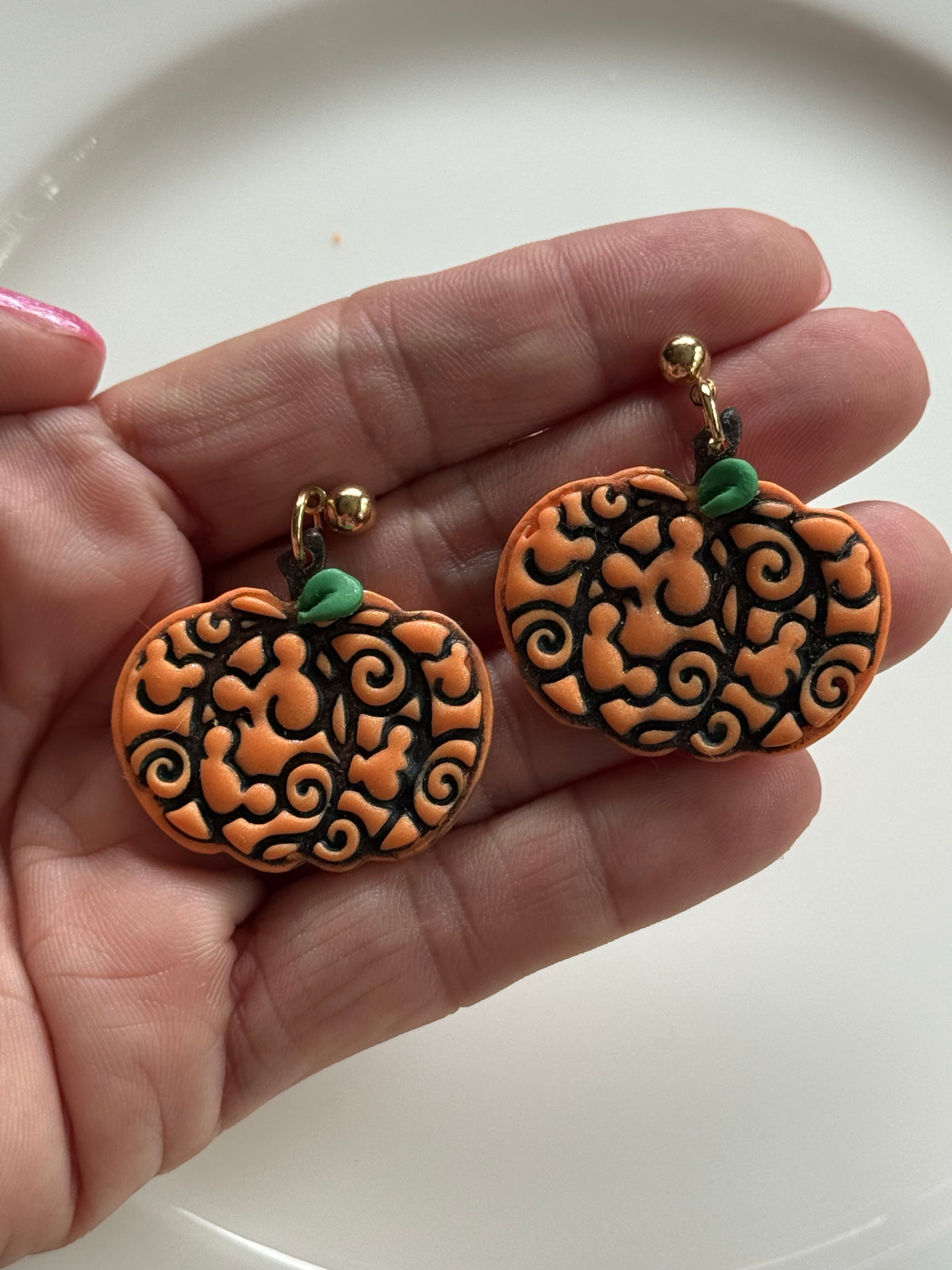 Mouse Pumpkin Earrings | Mickey Inspired Halloween Polymer Clay Earrings