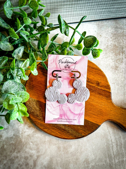 Lavender & Silver Textured Mouse Head Earrings