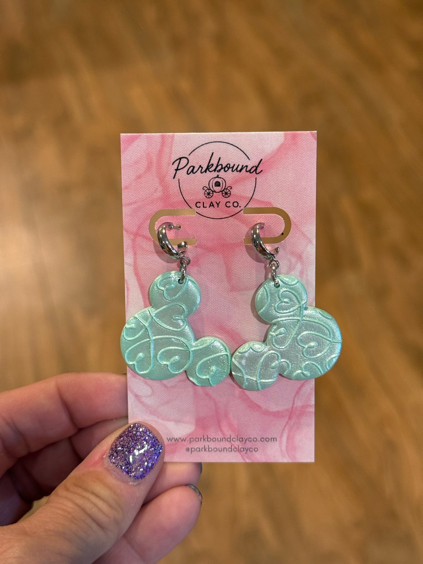 Mint Green Mouse Head Earrings