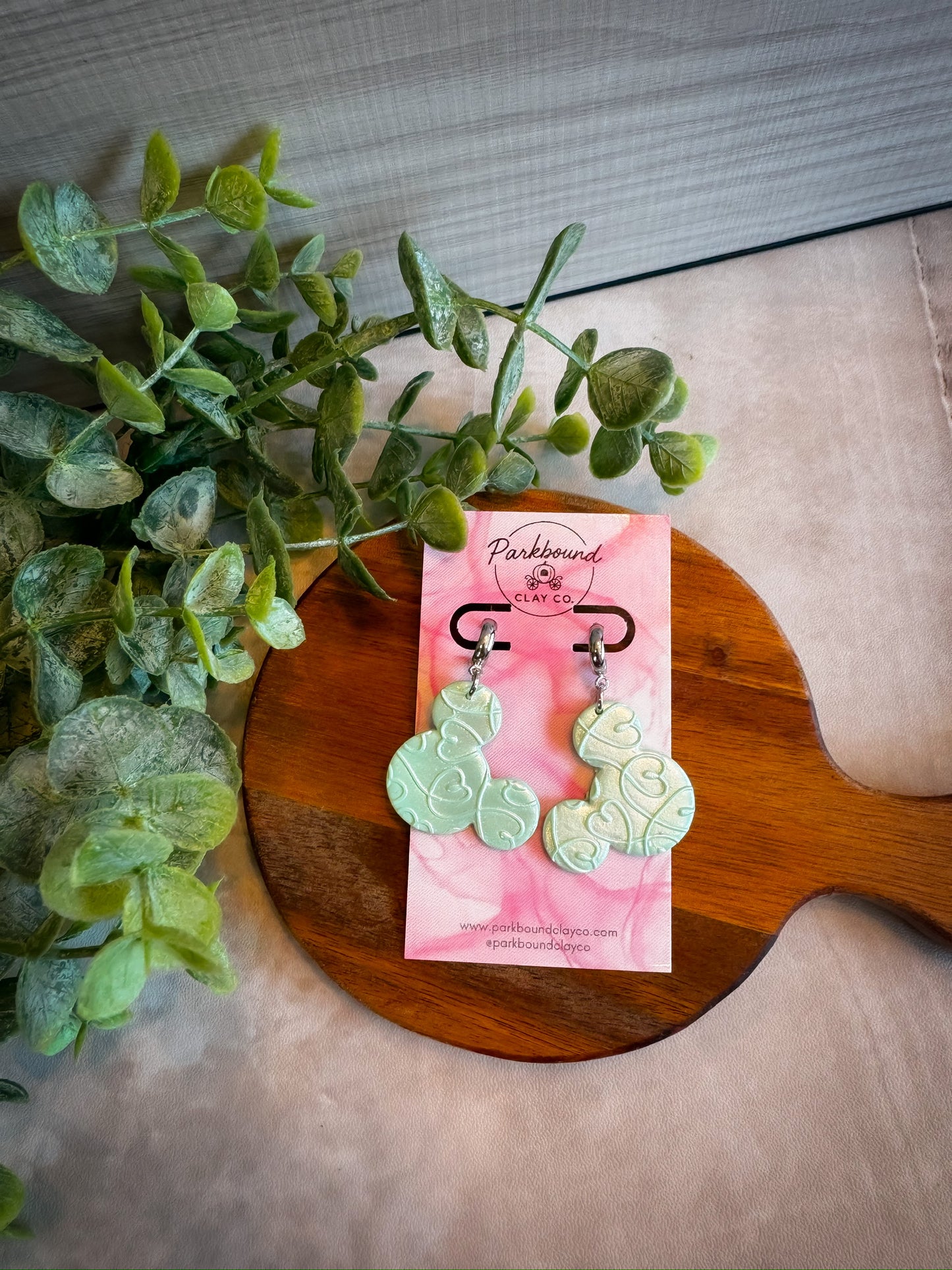Mint Green Mouse Head Earrings