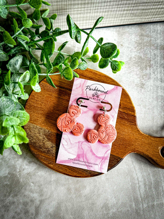 Pink & Copper Mouse Head Earrings