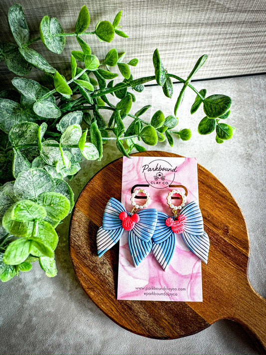 Pink & Light Blue Bow Earrings