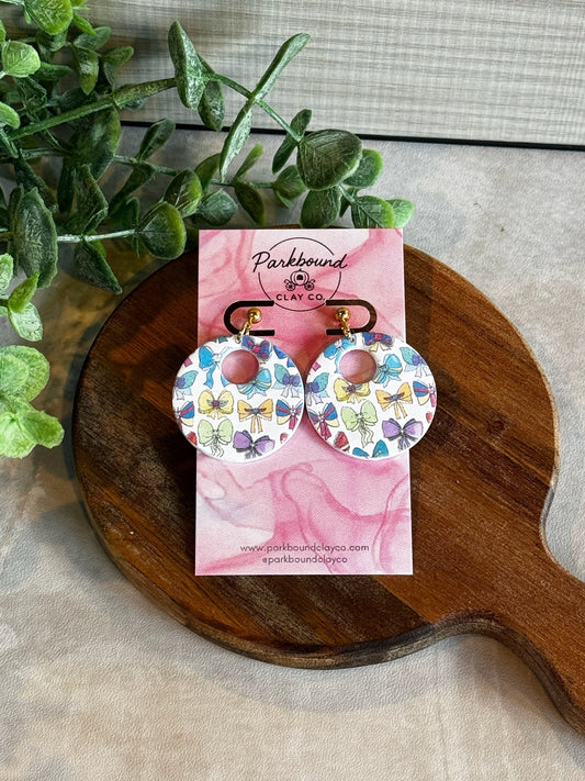 Vintage Bows Circle Drop Earrings