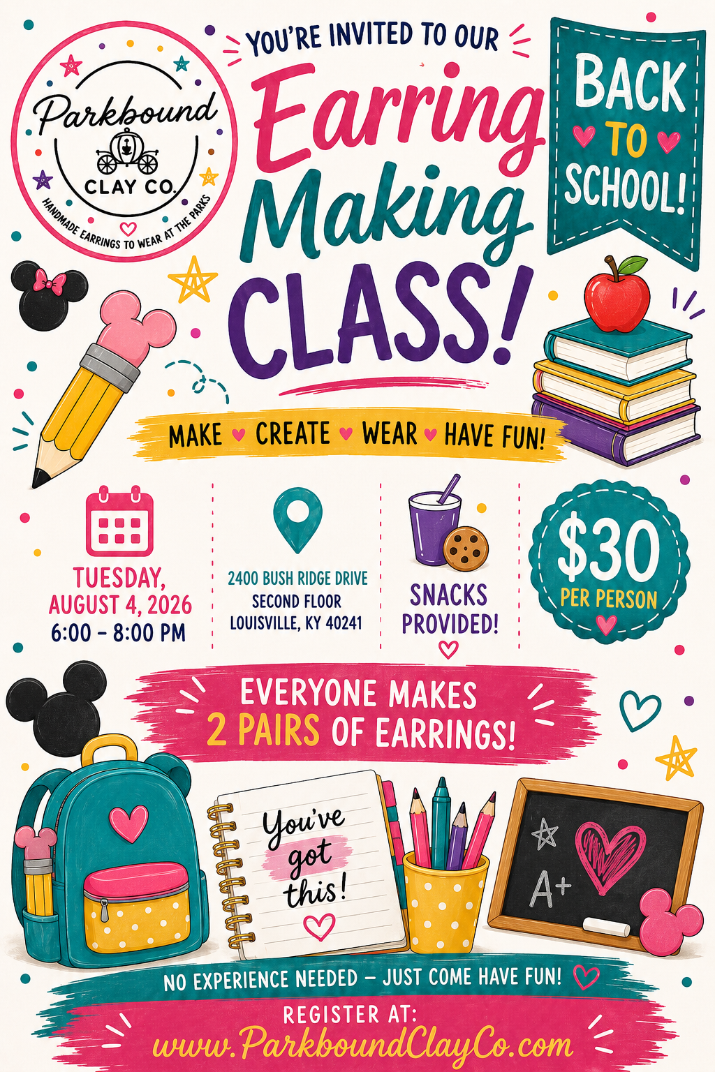 Earring Making Class Ticket | August 4, 2026