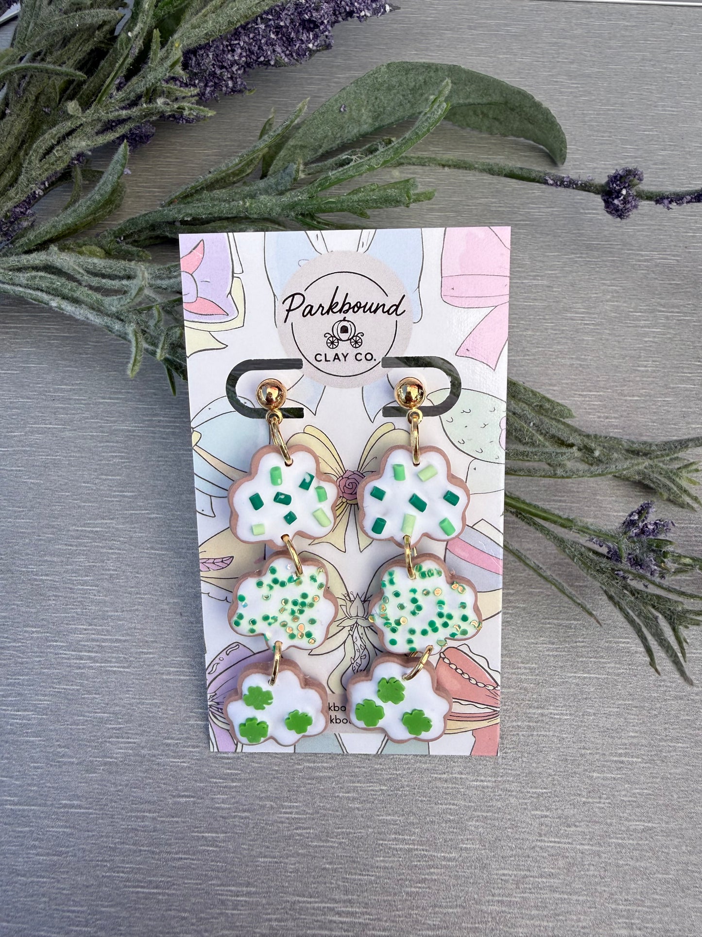 Lucky Sprinkle Cookie Dangles | St Patrick Treat Statement Jewelry