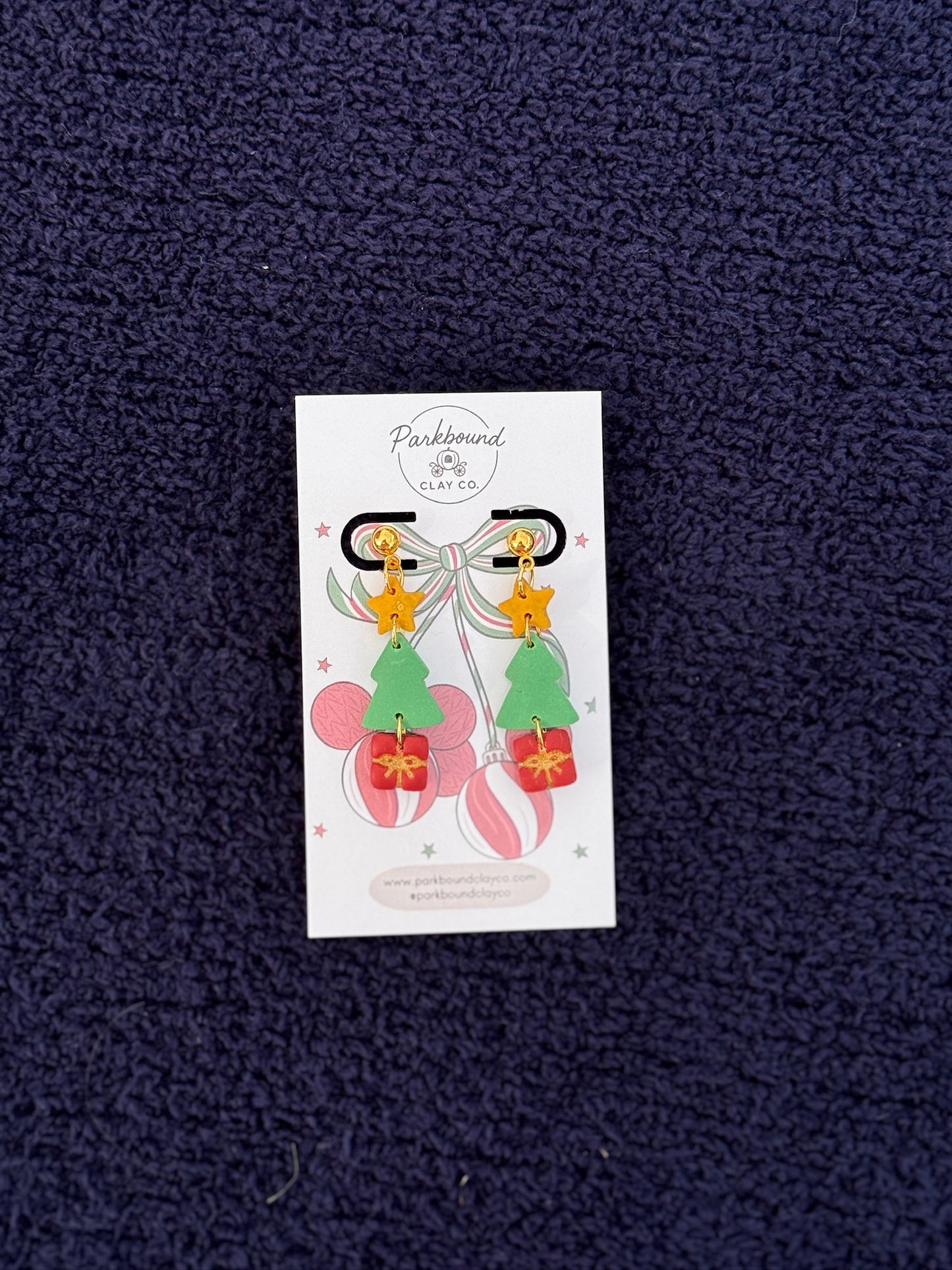 Christmas Trio Earrings | Star, Tree & Present | Handmade Polymer Clay Holiday Earrings | Parkbound Clay Co