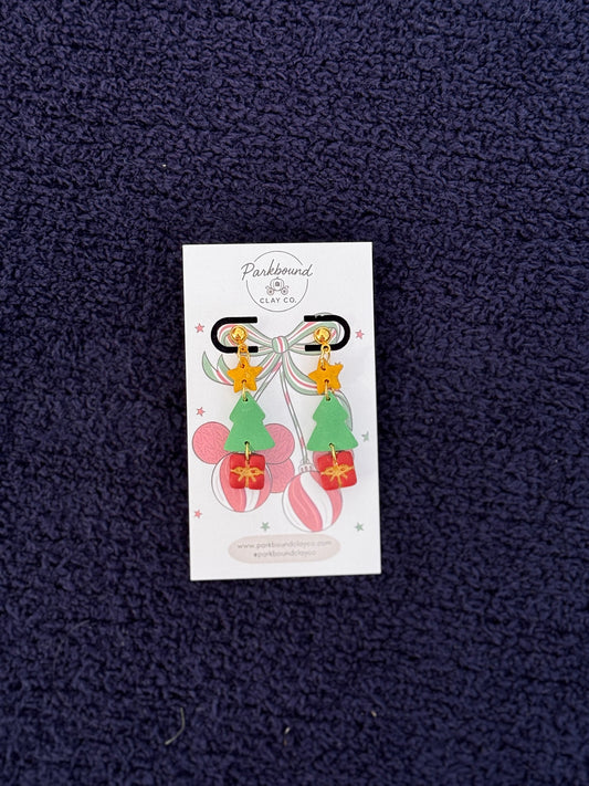 Christmas Trio Earrings | Star, Tree & Present | Handmade Polymer Clay Holiday Earrings | Parkbound Clay Co