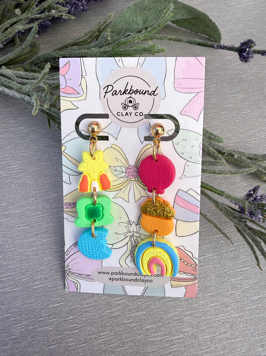 Lucky Cereal Inspired Dangles | Colorful Polymer Clay Statement Jewelry