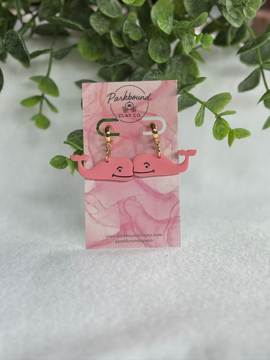 Preppy Pink Whale Earrings | Coastal-Inspired Charm