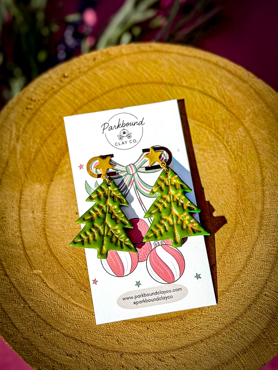 Christmas Tree Earrings | Holiday Polymer Clay Earrings