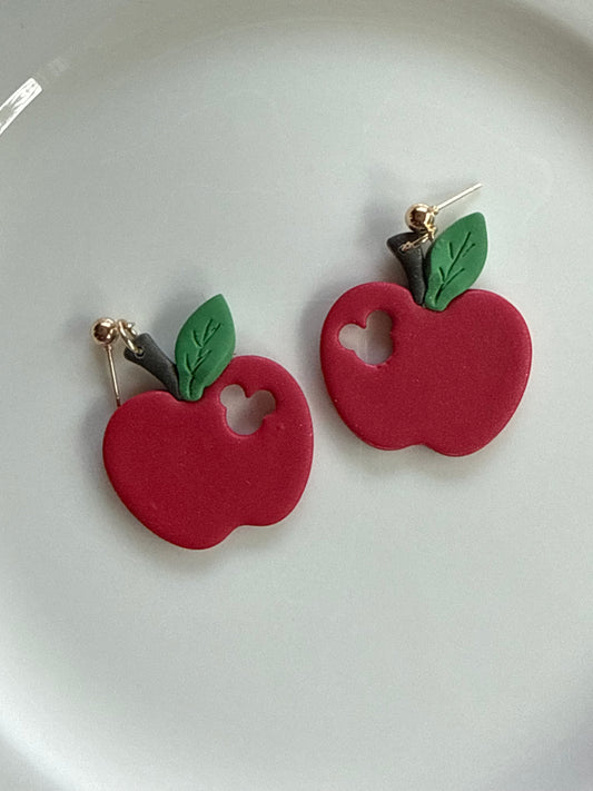 Mouse Bite Apple Earrings | Teacher Back to School Polymer Clay Earrings