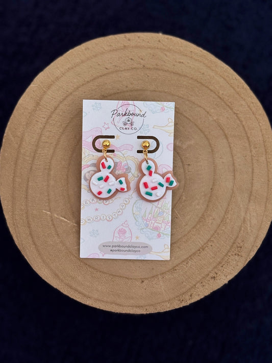 Mickey Confetti Cookie Earrings | Handmade Polymer Clay Earrings | Holiday Christmas Jewelry | Parkbound Clay Co