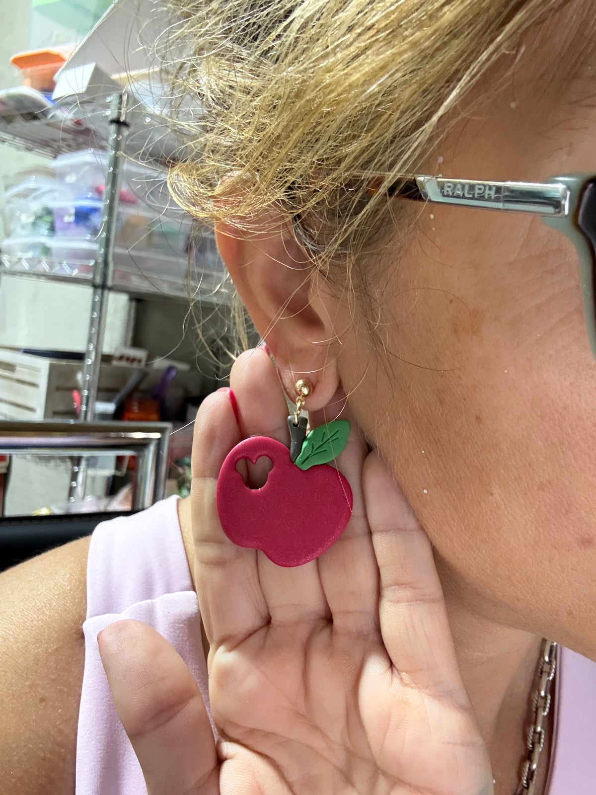 Mouse Bite Apple Earrings | Teacher Back to School Polymer Clay Earrings