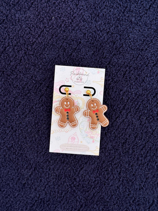 Gingerbread Man Earrings | Handmade Polymer Clay Earrings | Holiday Christmas Jewelry | Parkbound Clay Co