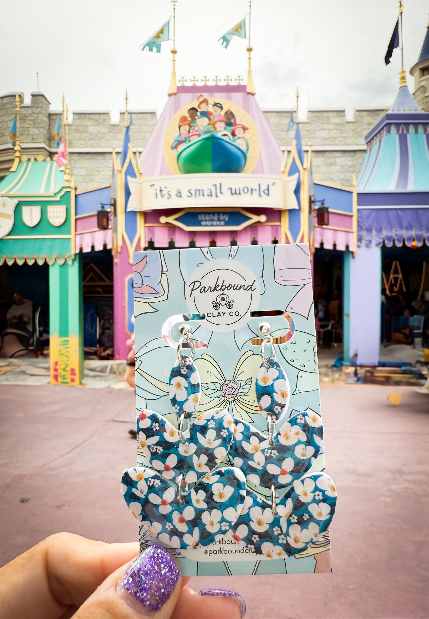 Mary Blair Inspired Earrings | It’s a Small World Floral Dangles | Mid-Century Disney Style | Parkbound Clay Co