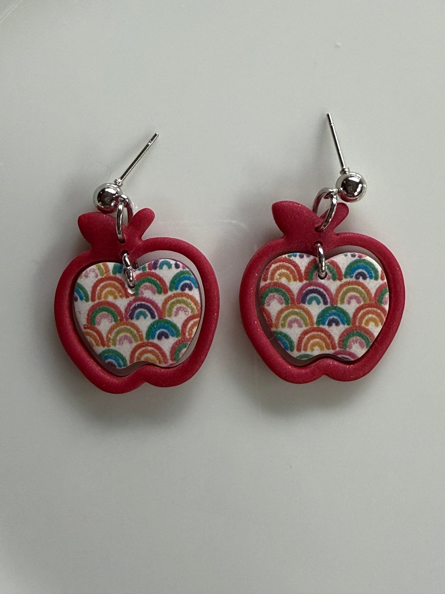 Apple Polymer Clay Earrings | Teacher Apple Dangle Earrings