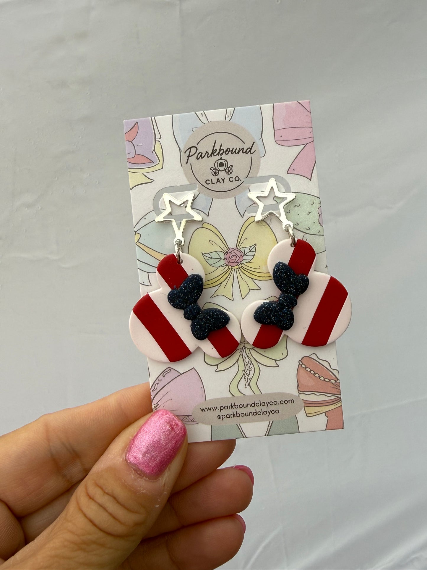 Patriotic Cruise Bow Dangle Earrings
