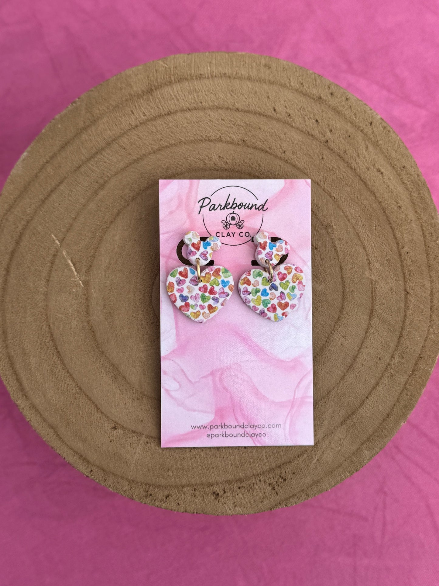 Rainbow Heart Mickey Dangle Earrings