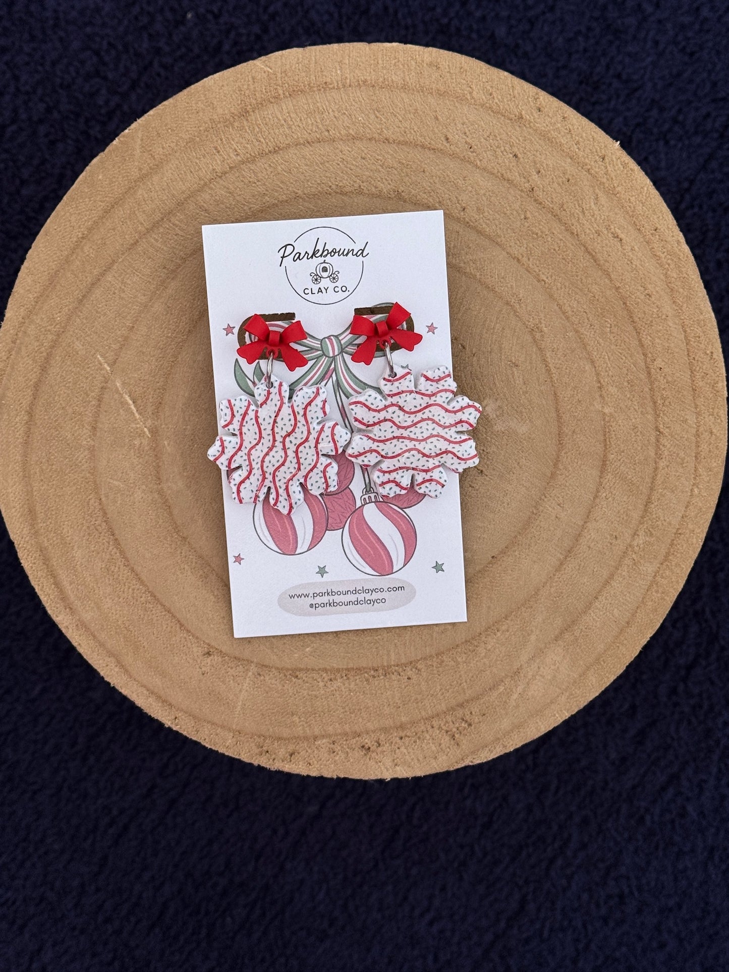 Little Debbie Snowflake Earrings | Christmas Cookie Earrings | Handmade Polymer Clay Jewelry | Parkbound Clay Co