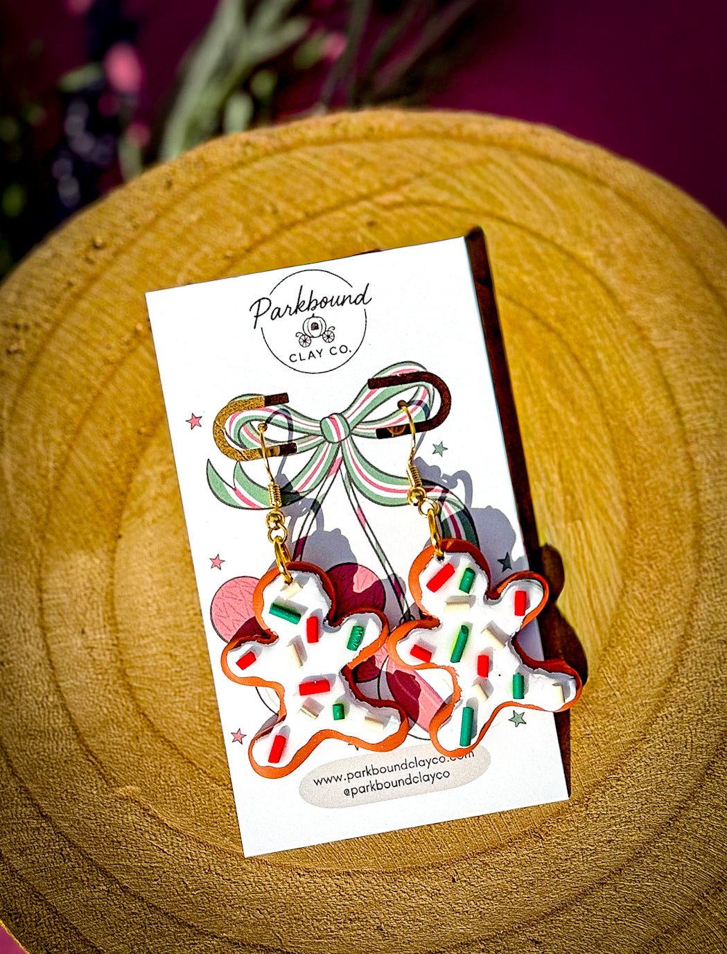 Gingerbread Sprinkle Earrings | Holiday Polymer Clay Earrings