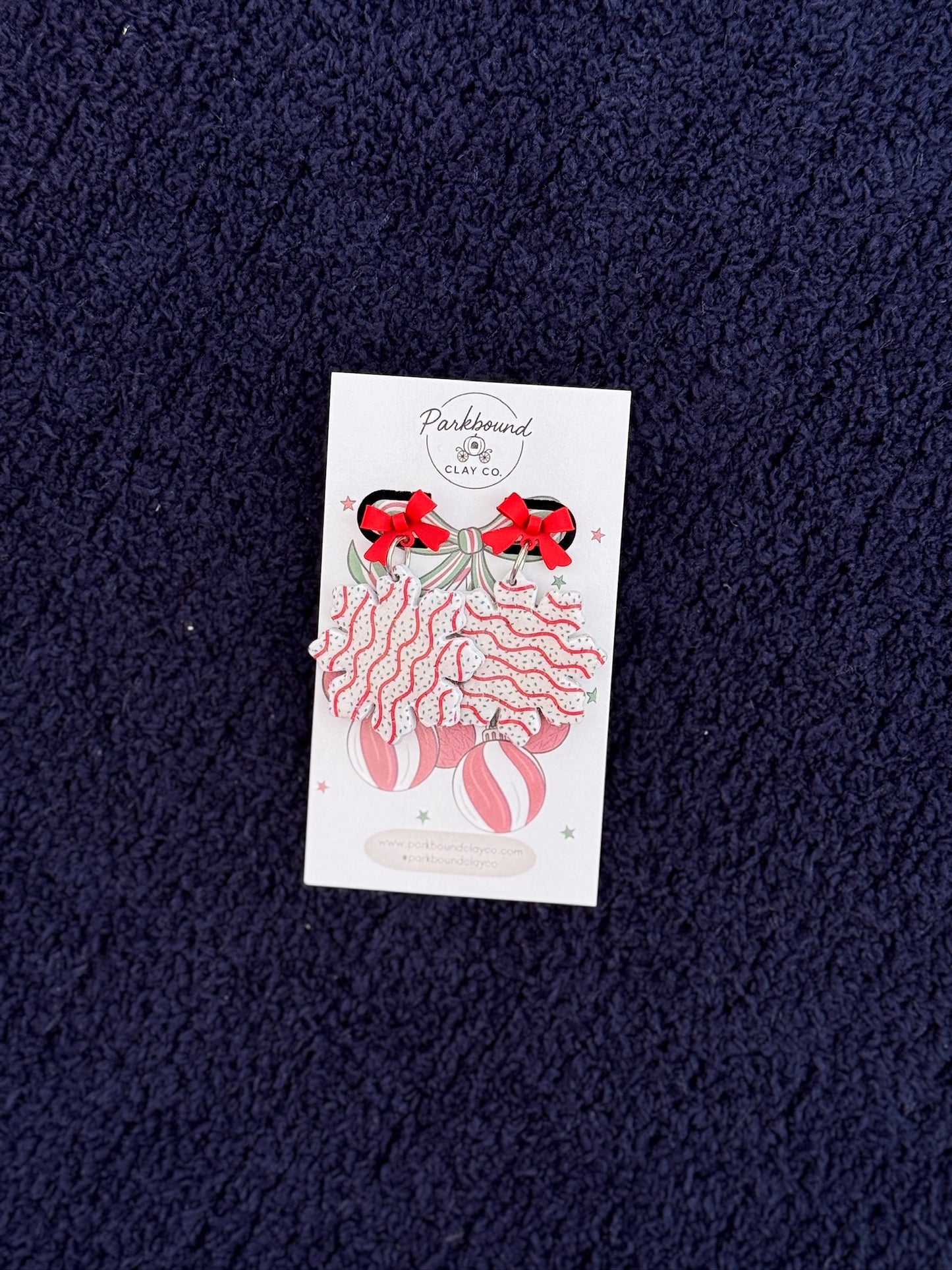 Little Debbie Snowflake Earrings | Christmas Cookie Earrings | Handmade Polymer Clay Jewelry | Parkbound Clay Co