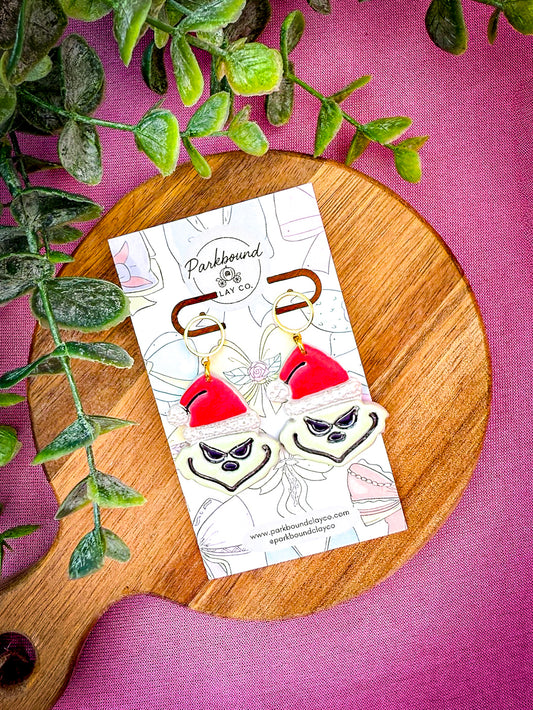 Grinch-Inspired Christmas Earrings | Polymer Clay Holiday Earrings
