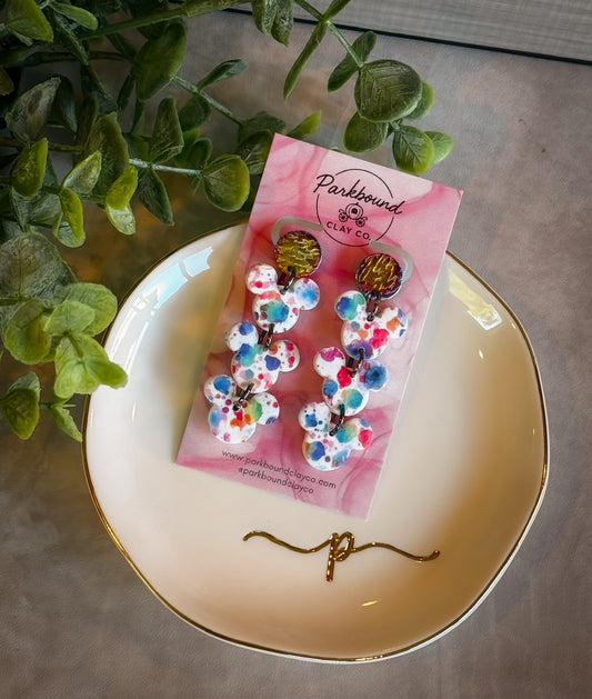 Color Splash Triple Drop Earrings