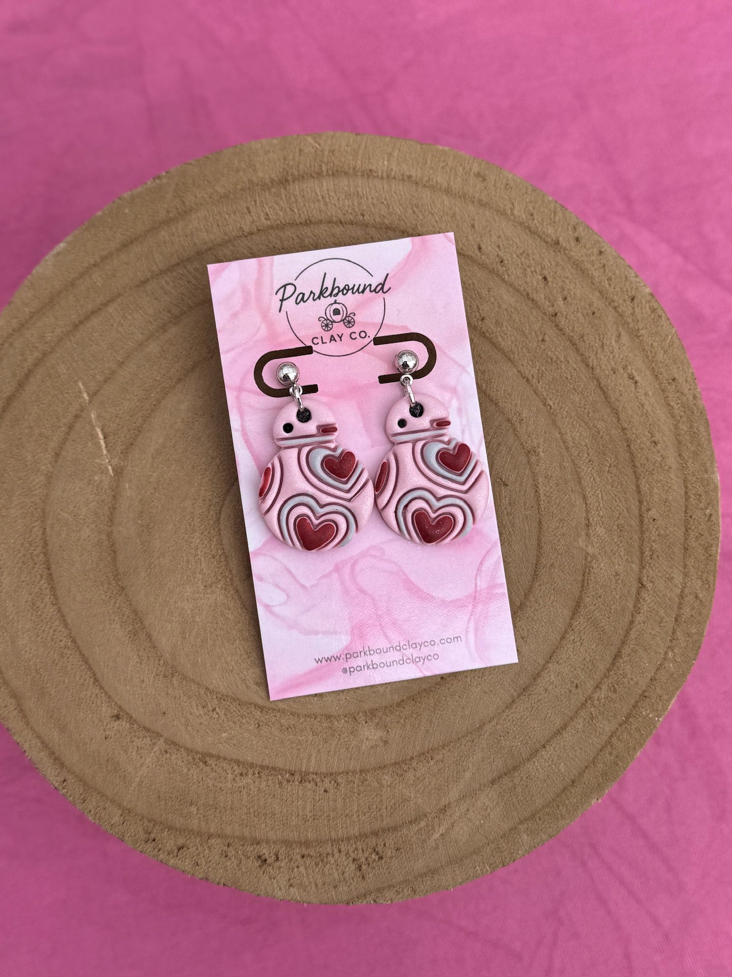 Valentine Droid Earrings | Pink Heart BB-8 Inspired