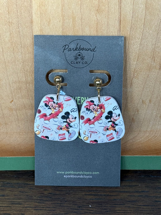 Marathon Weekend Mickey & Minnie Earrings | Square Running Earrings