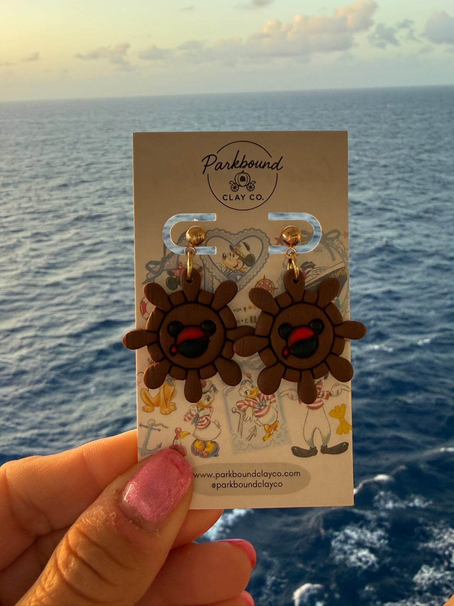 Pirate Wheel Mouse Ears Dangle Earrings